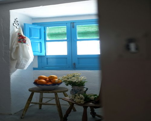 A colorful fresh fruit bowl on a bright table next to an open window